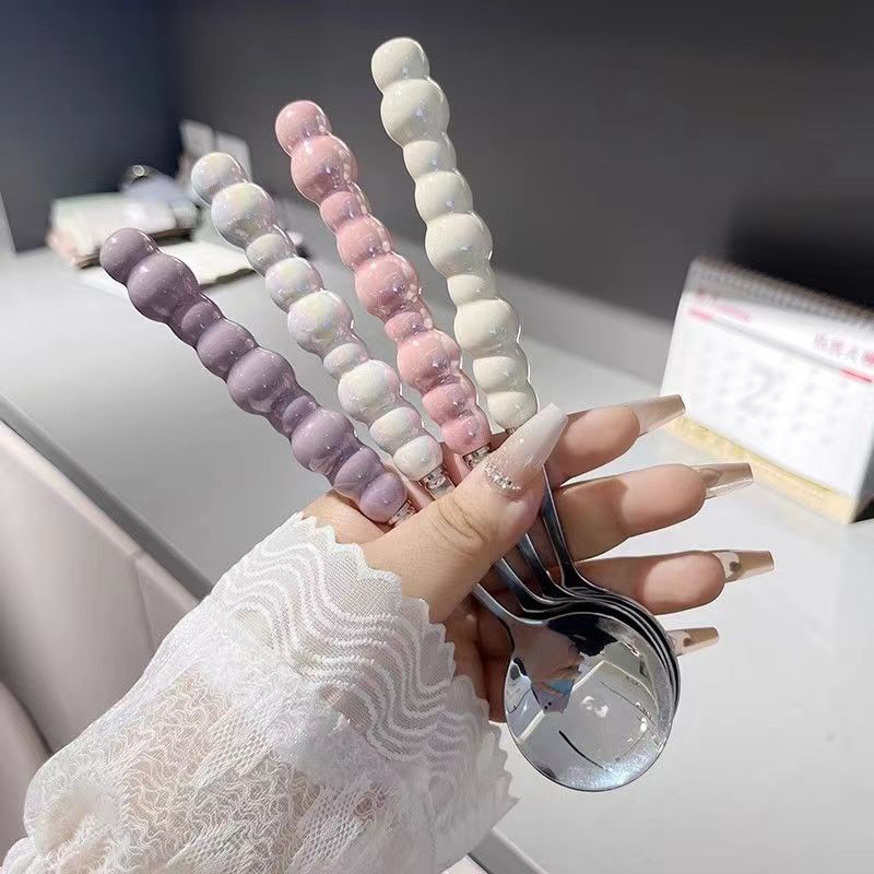 Healthy Kitchen Gadgets - Pearl Handle Spoon Stainless Steel Stirring