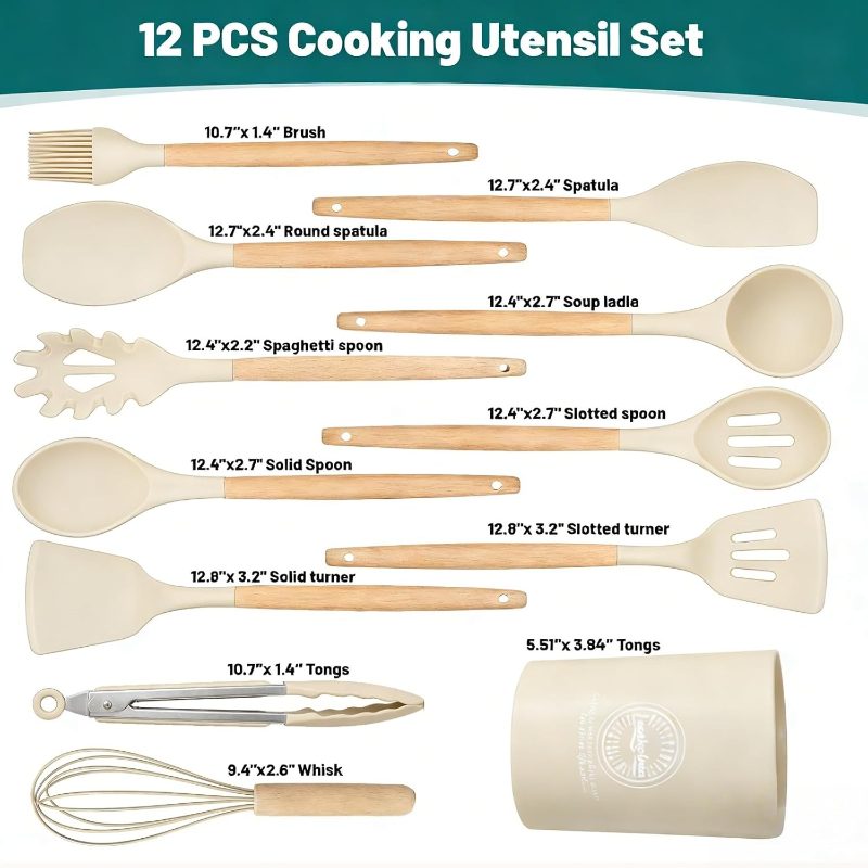 Wooden Handle Silicone Kitchen - Kitchen Gadgets And Appliances recension och pris